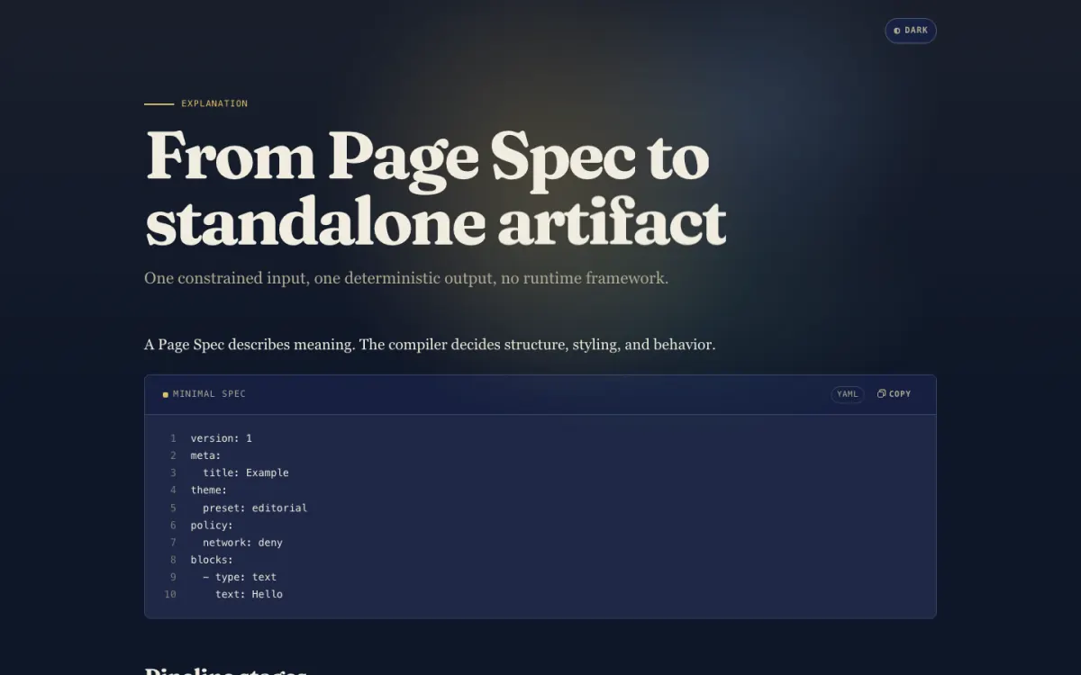 The explain fixture in dark mode